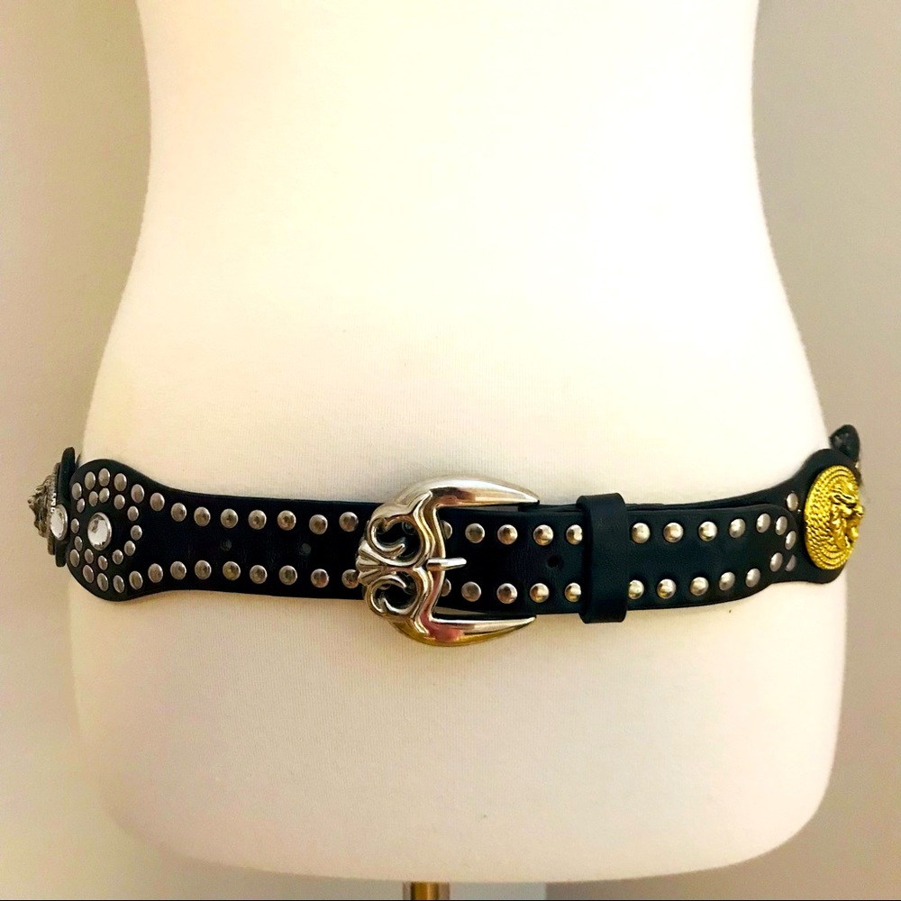 Studded leather conchos belt